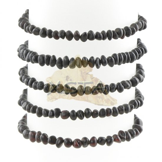 Amber bracelet small black beads